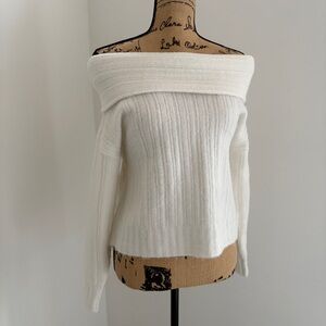 12th Tribe Off-Shoulder Cream Sweater NWT